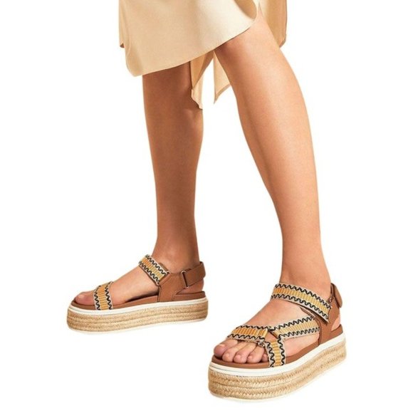 PRADA Jacquard And Leather Platform Espadrille Sandals Eu:40 - Picture 2 of 11